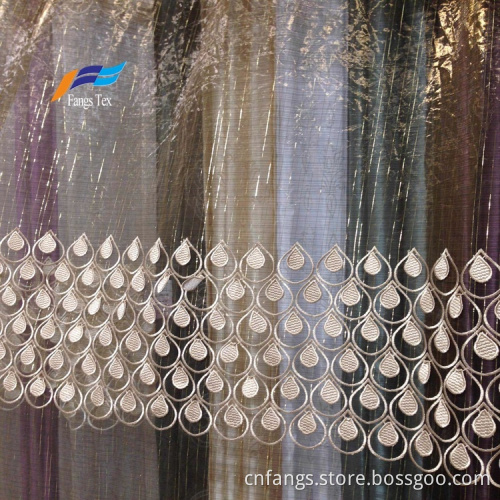 Fancy Embroideted Sheer Voile Window Curtain Fabric